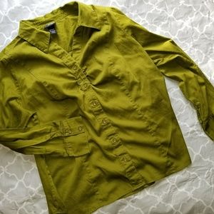 Olive green Lane Bryant long sleeve dress shirt